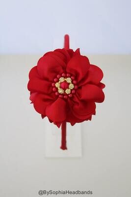 Red Girls Hard Headband Red Flower Headband Girls Headband Photo Prop Big Flower Headband Girl Arch…