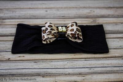 Leopard Headband Leopard Baby Headband Newborn Headband Girl Headband Photo Prop Leopard Bow Headba…