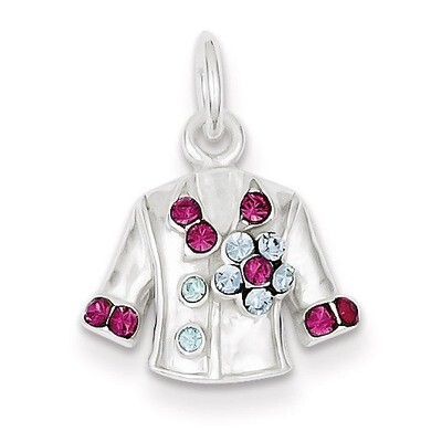 Crystal Jacket Charm Sterling Silver QC4659