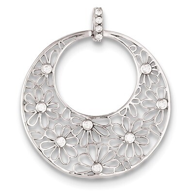 Cut-out Flowers and Diamond Circle Pendant Sterling Silver QP1794, MPN: QP1794, 883957014579