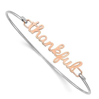Polished Name Plate On Sterling Silver Bangle Sterling Silver Rose-plated XNA627RP, MPN: XNA627RP,
