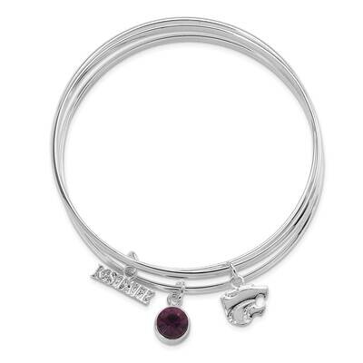 Collegiate Kansas State U Crystal 3 pc Charm Bangle Set Silver-tone KSUTBB, MPN: KSUTBB, 6344018499…