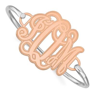 Etched Outline Monogram Plate with Sterling Silver Bangle 14k Rose Gold XNA558R, MPN: XNA558R,