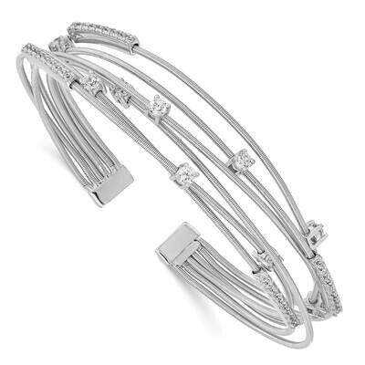 Cheryl M Rhodium-Plated Multi-Strand CZ Diamond Bangle Sterling Silver QCM1510, MPN: QCM1510, 88395…
