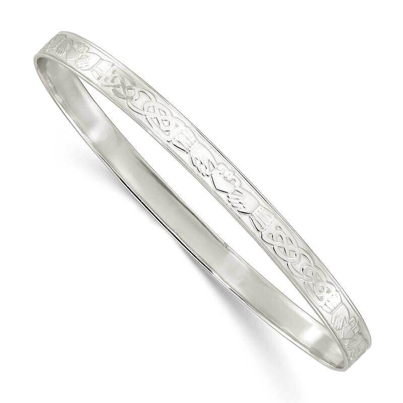 5.25mm Claddagh Slip-On Bangle Sterling Silver Polished QB1395