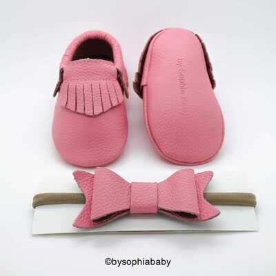 Light Pink Fringe Moccasins Baby Pink Moccasins Baby Leather Shoes Genuine Leather Moccs Toddler Mo…