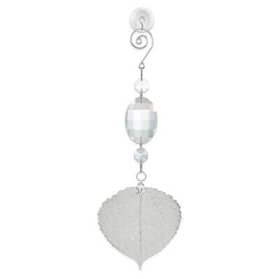Silver Dipped Aspen Leaf with Acrylic Crystals Sun Catcher GM22704, MPN: GM22704, 812465022998