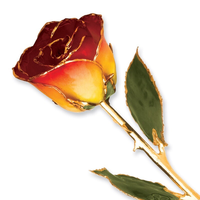 Yellow Red Rose Lacquer Dipped Gold Trimmed GP9355