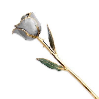 Silver Moon Stone Rose Lacquer Dipped Gold Trimmed GM8316, MPN: GM8316, 810391018160