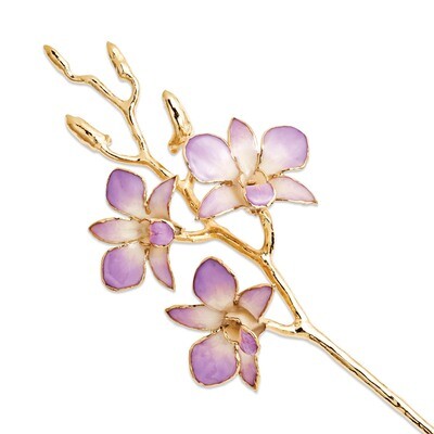 Lilac &amp; White Orchid Stem Laquer Dipped Gold Trimmed GM8313, MPN: GM8313, 810391017323