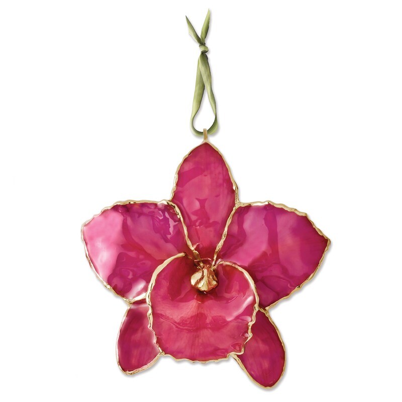 Fuchsia Cattleya Orchid Ornament Lacquer Dipped GM8311
