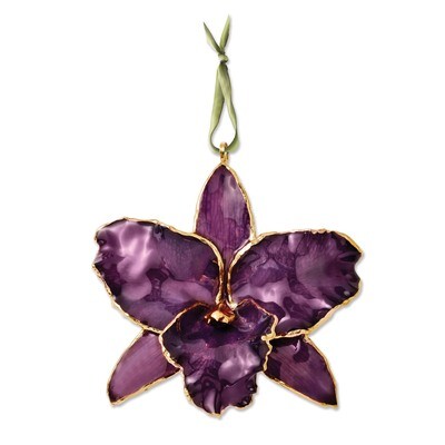 Purple Cattleya Orchid Ornament Lacquer Dipped GM8312, MPN: GM8312, 810391018283