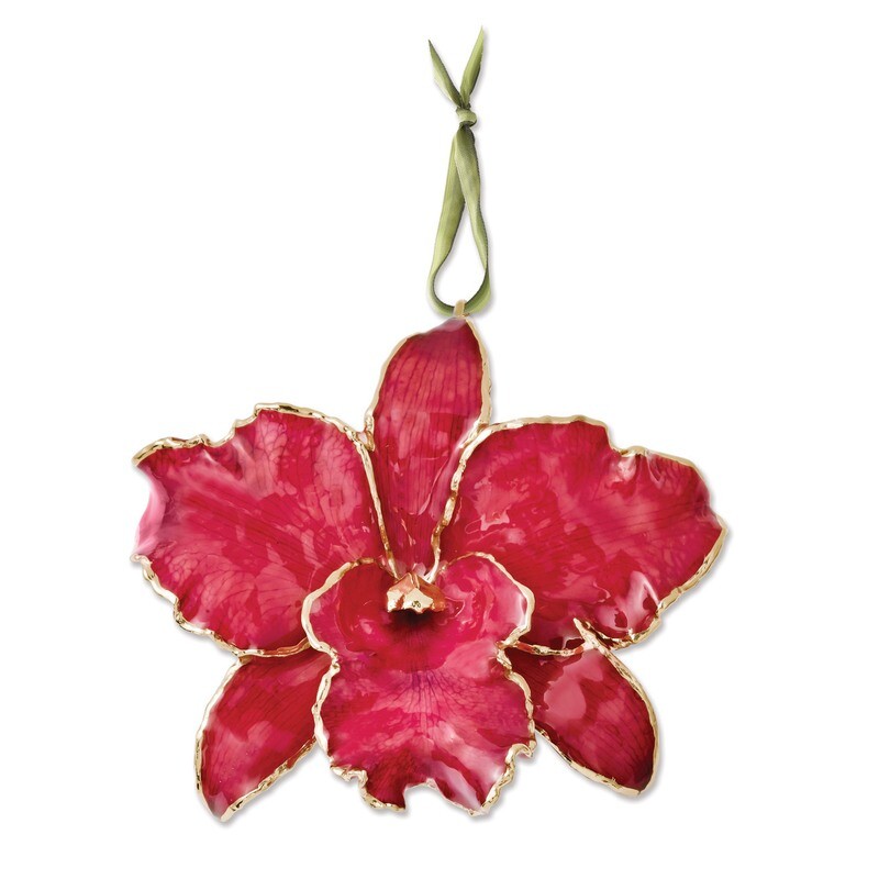 Red Cattleya Orchid Ornament Lacquer Dipped GM8310