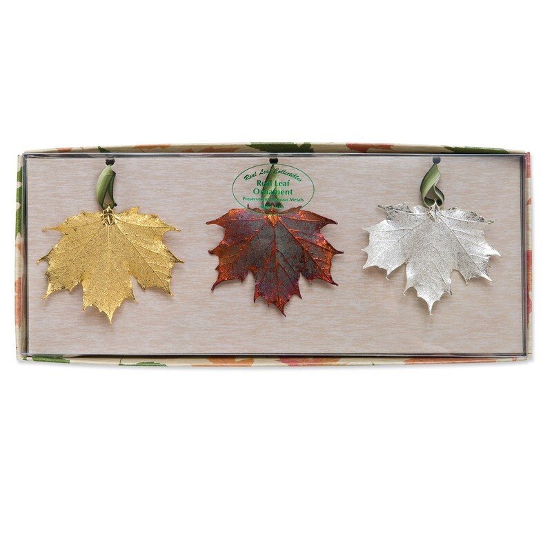 Iridescent Copper Dipped Maple Leaves Set 24k Silver Dipped GM3918