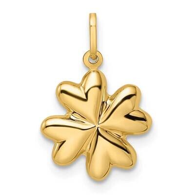 Puffed 4-Leaf Clover Pendant 14k Gold Polished YC1492, MPN: YC1492,