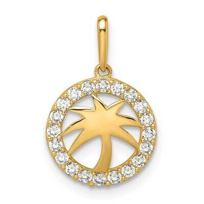 Palm Tree Pendant 14k Gold CZ Diamond YC1490, MPN: YC1490,