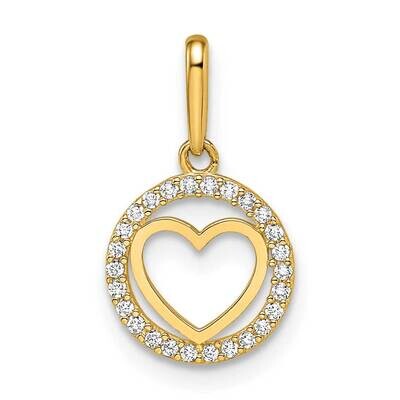 Heart Pendant 14k Gold CZ Diamond YC1486, MPN: YC1486,