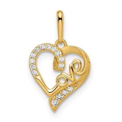 Love Heart Pendant 14k Gold CZ Diamond YC1484, MPN: YC1484,