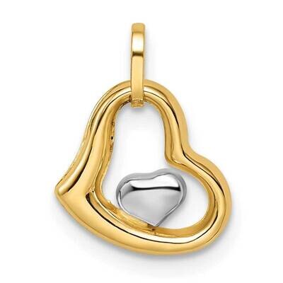 Rhodium-Plated Heart Pendant 14k Gold Polished YC1485, MPN: YC1485,