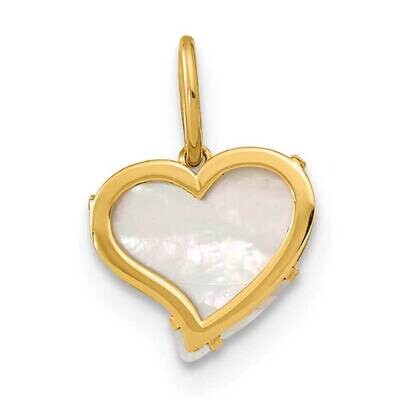 Mother Of Pearl Heart Pendant 14k Gold Polished YC1482, MPN: YC1482,