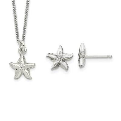 Kids Starfish Necklace and Post Earrings Set Sterling Silver QST274, MPN: QST274, 196904091869