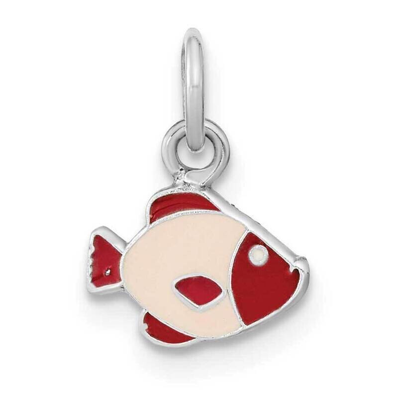 Polished Enameled Fish Pendant Sterling Silver Rhodium-plated QP5706