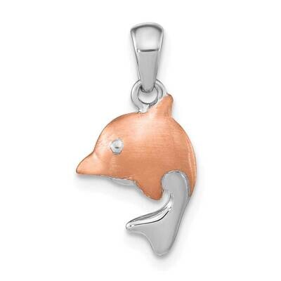 Rose Gold-Plated Brushed Dolphin Pendant Sterling Silver Rhodium-plated QP5702, MPN: QP5702,