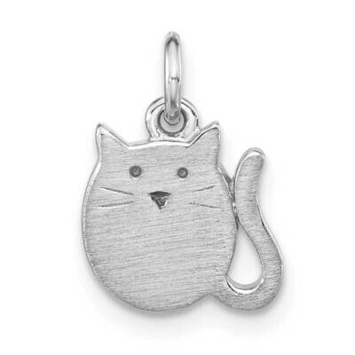Polished Cat Pendant Sterling Silver Rhodium-plated QP5698, MPN: QP5698,