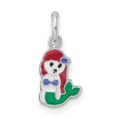 Enamel Kids Mermaid Pendant Sterling Silver Rhodium-plated QP5696, MPN: QP5696,