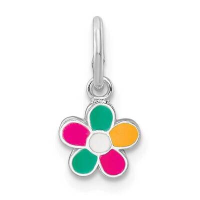 Enamel Kids Flower Pendant Sterling Silver Rhodium-plated QP5692, MPN: QP5692,