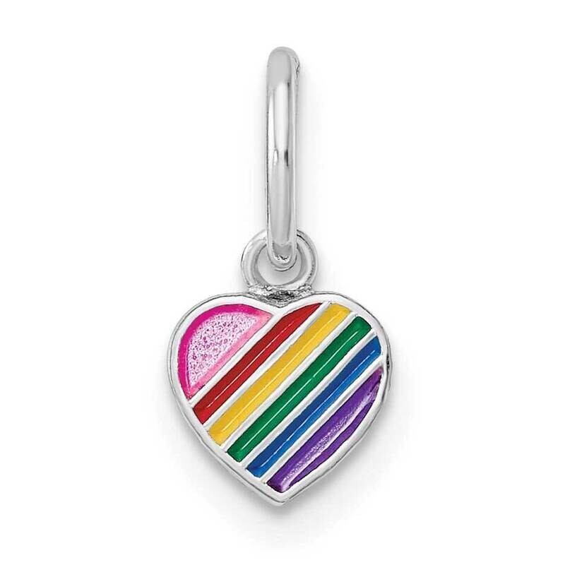 Enamel Kids Rainbow Heart Pendant Sterling Silver Rhodium-plated QP5688