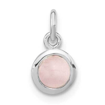 Pink Milky Glass Circle Pendant Sterling Silver Rhodium-plated QP5687, MPN: QP5687,
