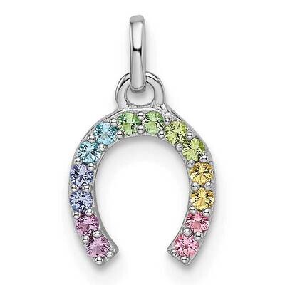 Rainbow Nano Crystal Horseshoe Pendant Sterling Silver Rhodium-plated QP5686, MPN: QP5686,
