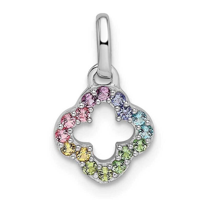 Rainbow Nano Crystal Clover Pendant Sterling Silver Rhodium-plated QP5684