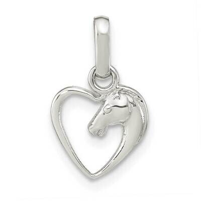 Open Heart Horse Head Pendant Sterling Silver QP5682, MPN: QP5682,