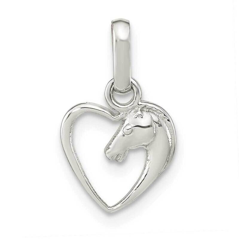 Open Heart Horse Head Pendant Sterling Silver QP5682