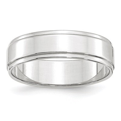 6mm Flat with Step Edge Band 14k White Gold Engravable WFLE060-10, MPN: WFLE060-10, 886774507835