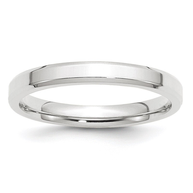 3mm Bevel Edge Comfort Fit Band 14k White Gold Engravable WBEC030-10