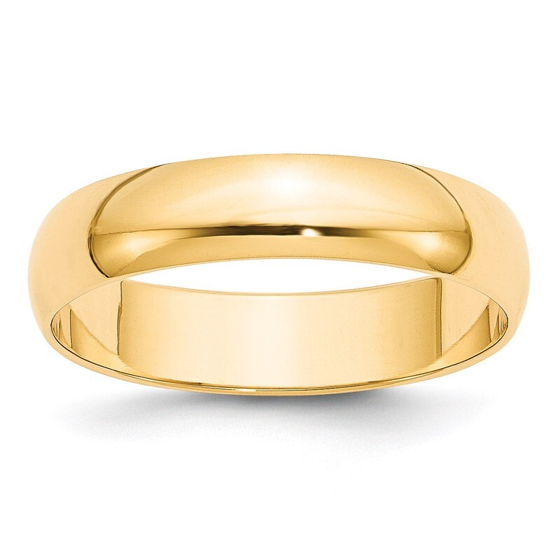 5mm Lightweight Half Round Band 14k Yellow Gold Engravable HRL050-10