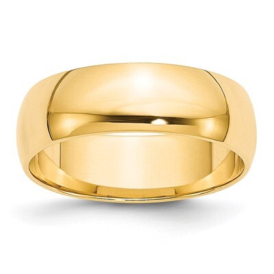 6mm Lightweight Half Round Band 14k Yellow Gold Engravable HRL060-10, MPN: HRL060-10, 886774486420
