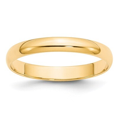 3mm Lightweight Half Round Band 14k Yellow Gold Engravable HRL030-10, MPN: HRL030-10, 886774485799