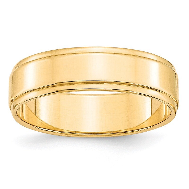 6mm Flat with Step Edge Band 14k Yellow Gold Engravable FLE060-13.5