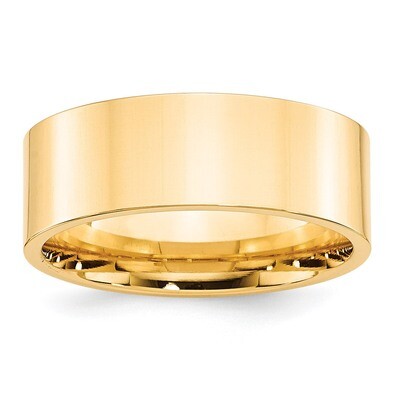 8mm Standard Flat Comfort Fit Band 14k Yellow Gold Engravable FLC080-10, MPN: FLC080-10, 8867744795…