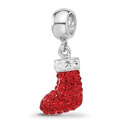 Christmas Stocking Preciosa Crystal B Sterling Silver Rhodium-plated QRS4513, MPN: QRS4513,