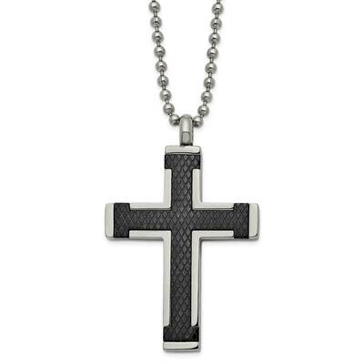 Titanium Polished Black Ip-Plated Laser Cut Cross 22 Inch Necklace TBN195-22 by Chisel, MPN: TBN195…