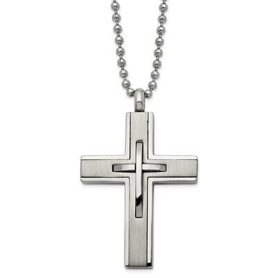 Titanium Brushed and Polished Cross 22 Inch Necklace TBN193-22 by Chisel, MPN: TBN193-22, 191101872…