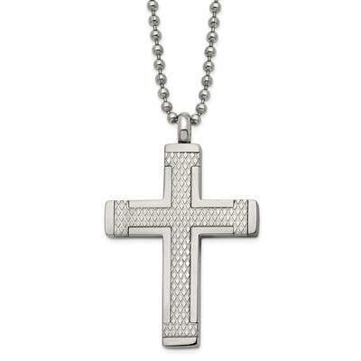 Titanium Polished Laser Cut Cross 22 Inch Necklace TBN196-22 by Chisel, MPN: TBN196-22, 191101872983