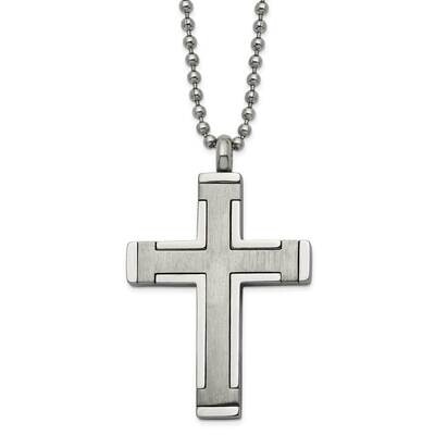 Titanium Brushed and Polished Cross 22 Inch Necklace TBN198-22 by Chisel, MPN: TBN198-22, 191101873…