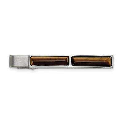 Polished Tiger&#39;s Eye Tie Bar Stainless Steel Brushed SRT123 by Chisel, MPN: SRT123, 883957752785