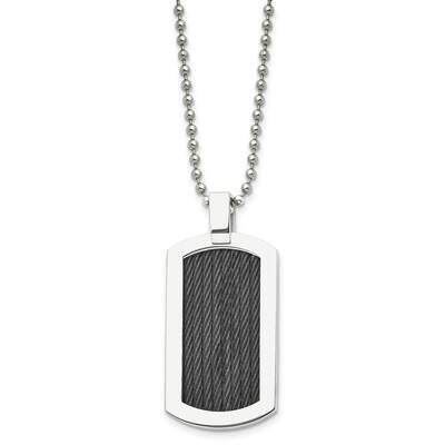 Black Ip-Plated Cable Dog Tag 24 Inch Necklace Stainless Steel Polished SRN368-24 by Chisel, MPN: S…